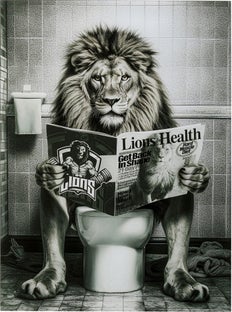 Glastavla Bath Lion, 60x80cm – bild-1.