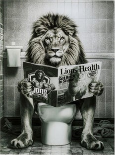 Tablou de sticla Bath Lion 60x80 cm – imagine-1.
