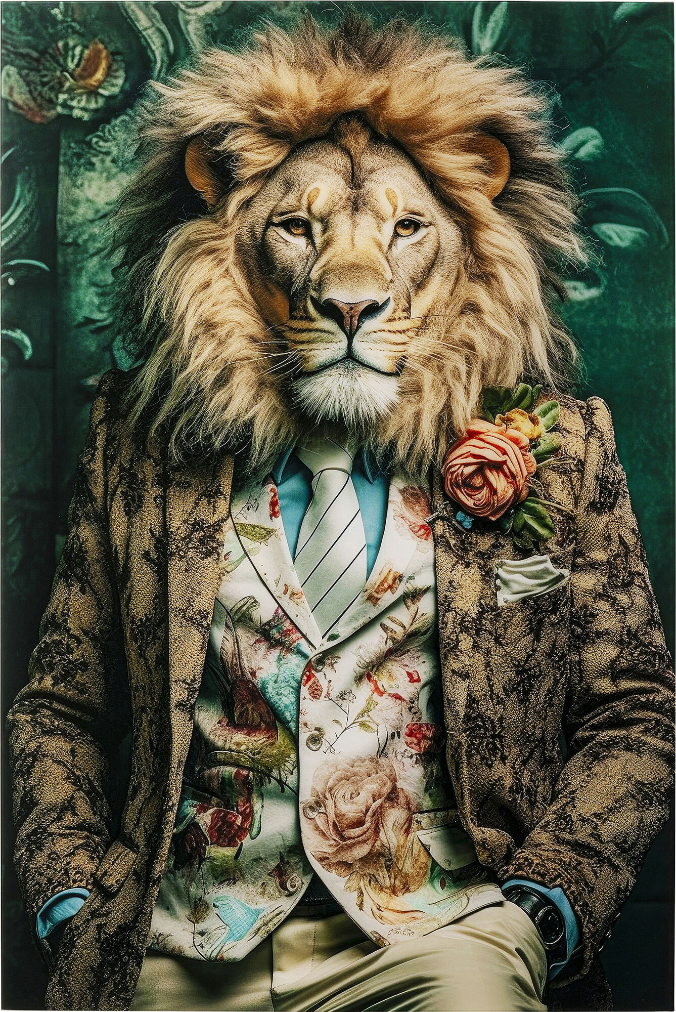 Quadro vetro Mister Lion 150x100cm – immagine-1.