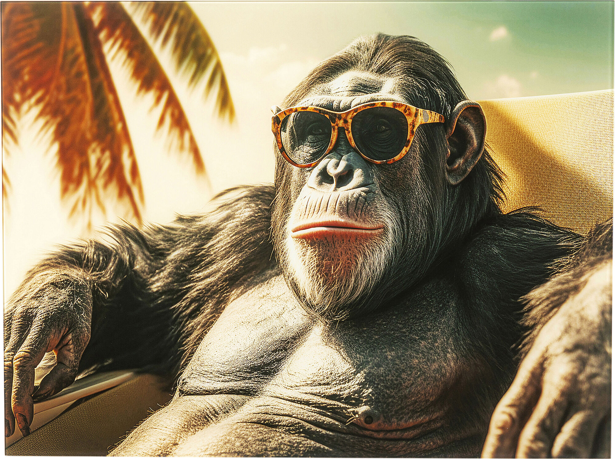 Cuadro cristal Holiday Monkey 80x60cm – Imagen-1.