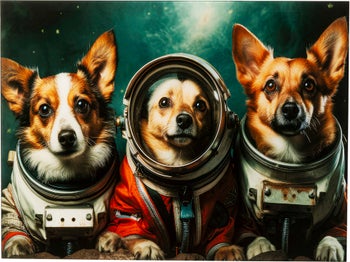 Astronauts Dogs Üvegkép 80x60cm – kép-1.