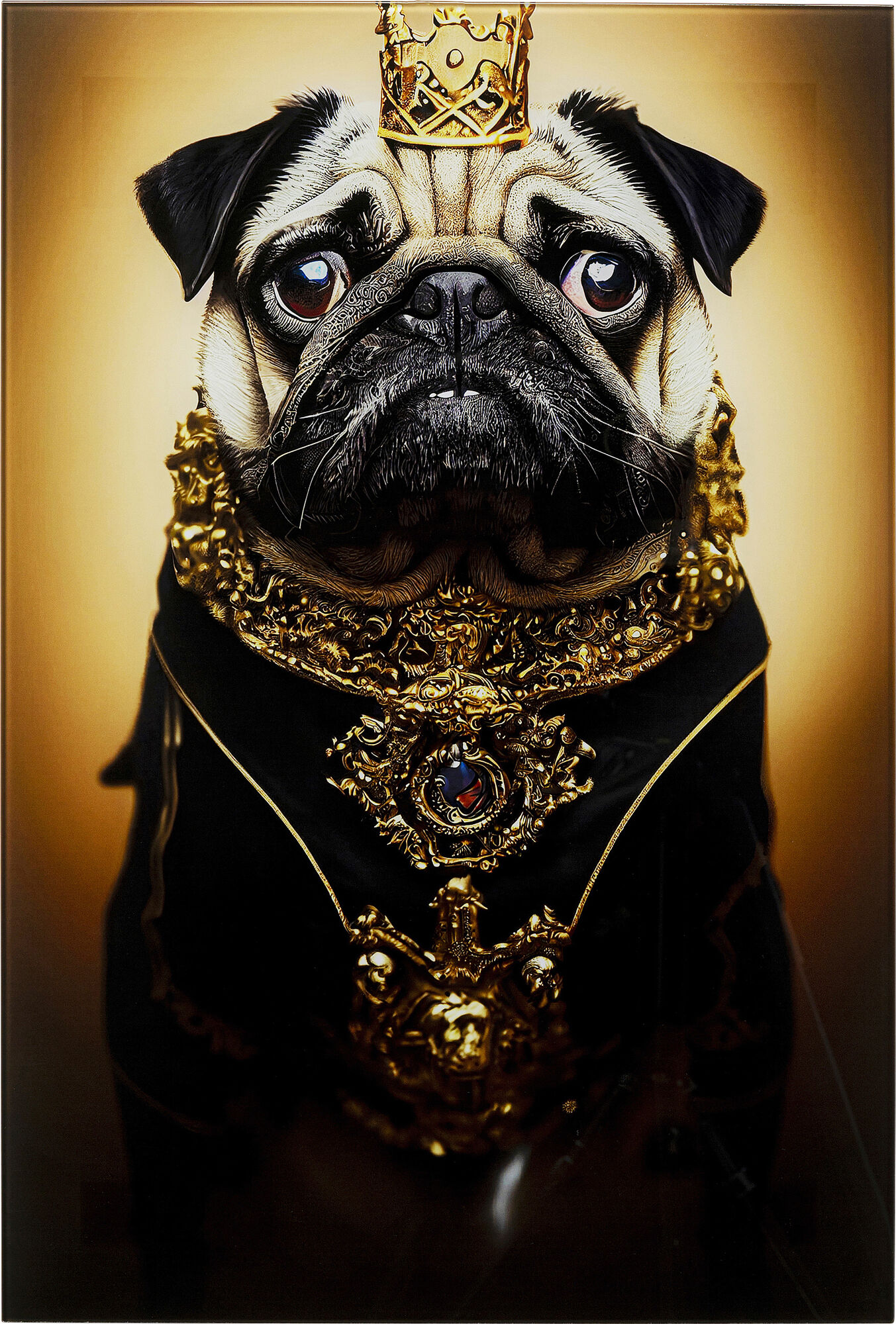 Obraz szklany kolorowy książę mops 40x60 cm – grafika-1.