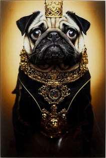 Obraz szklany kolorowy książę mops 40x60 cm – obraz-1