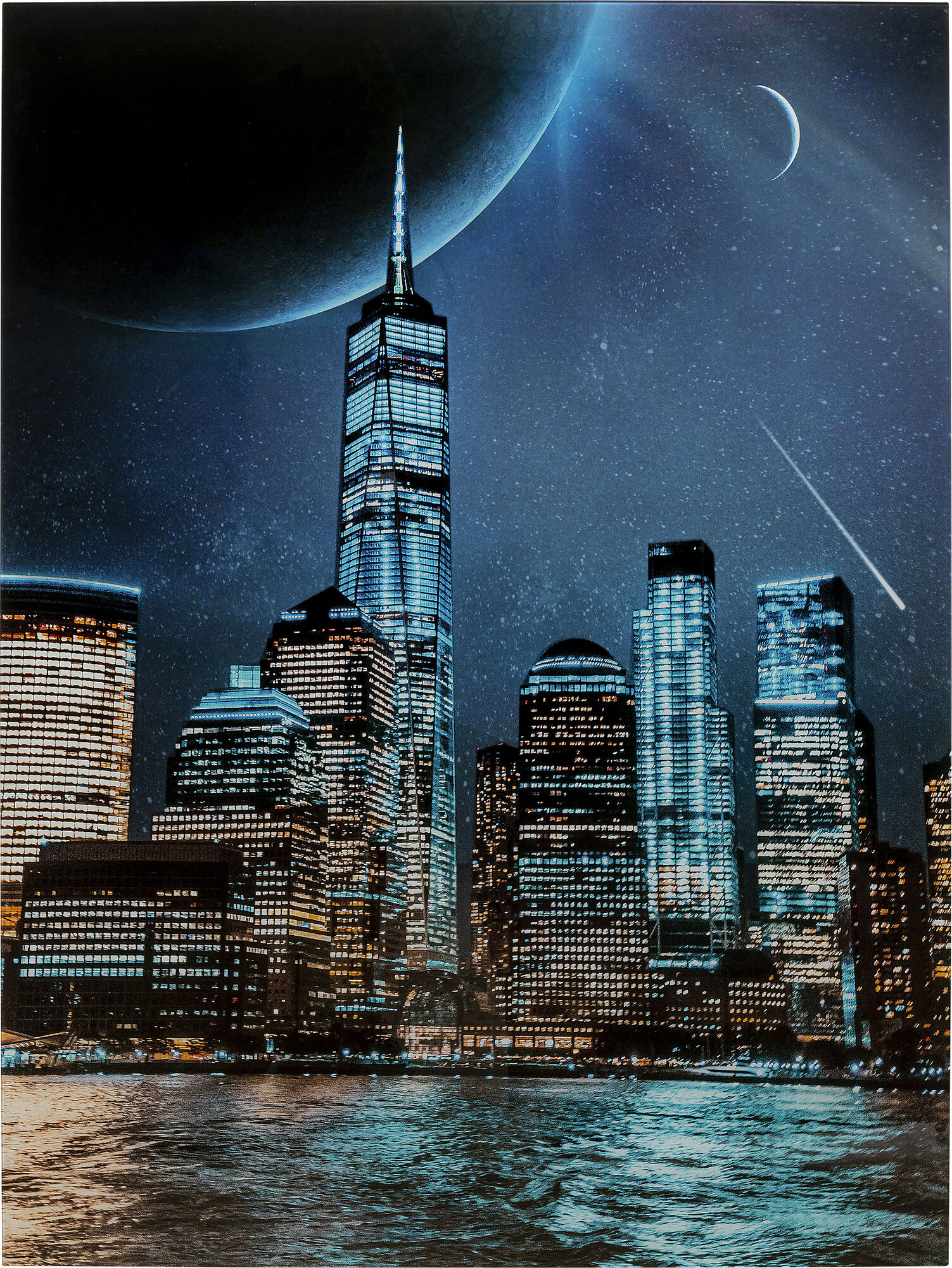 Obraz szklany kolorowy miasto nocą 90x120 cm – obraz-1