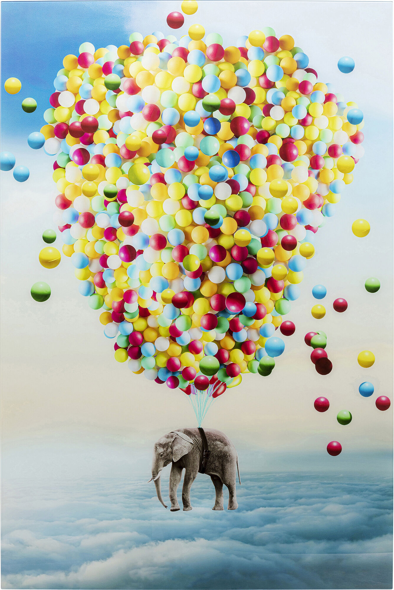 Obraz szklany kolorowy słoń i balony 100x150 cm – obraz-1