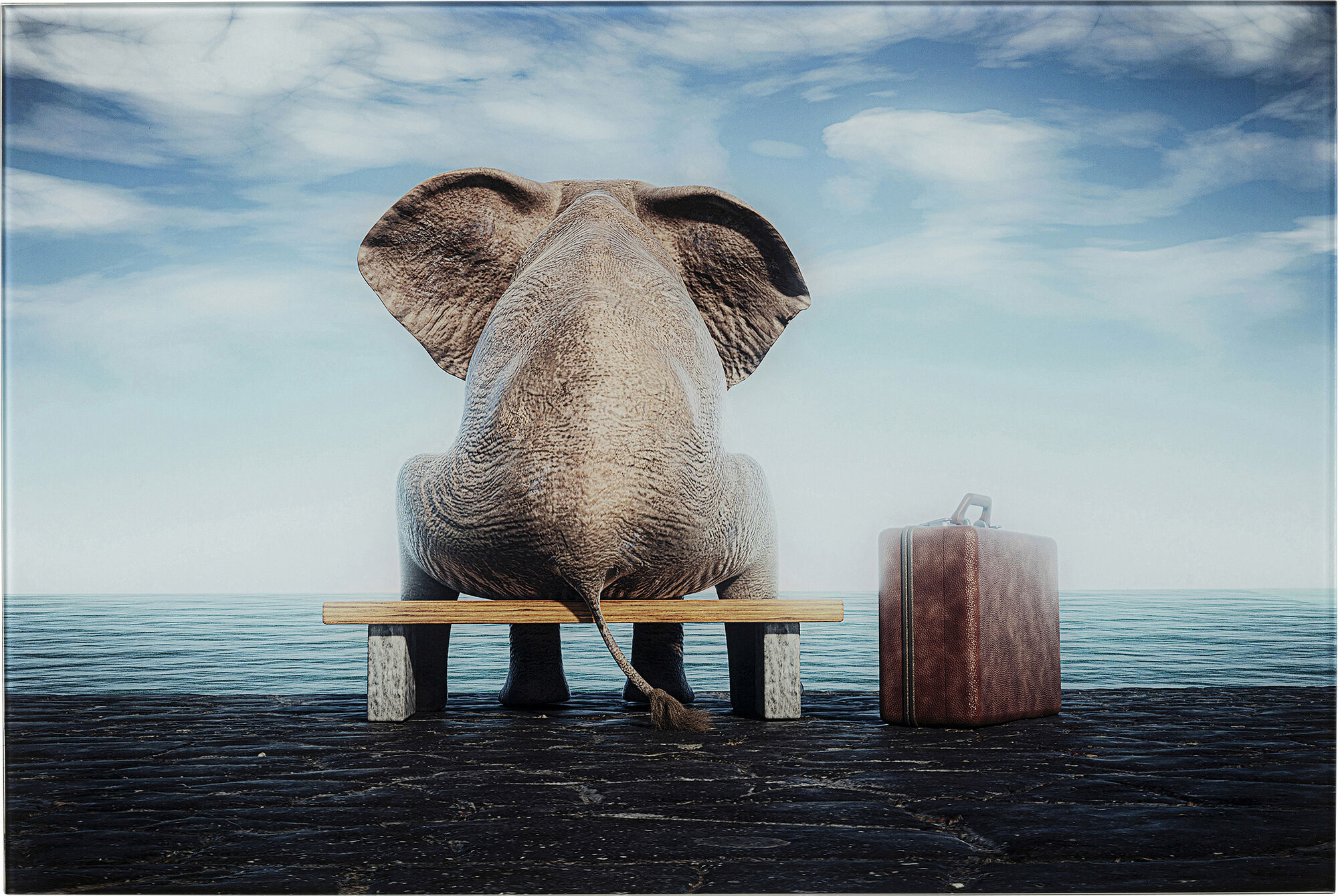 Stiklinis paveikslas Elephant Journey 60x40cm – paveikslėlis-1.