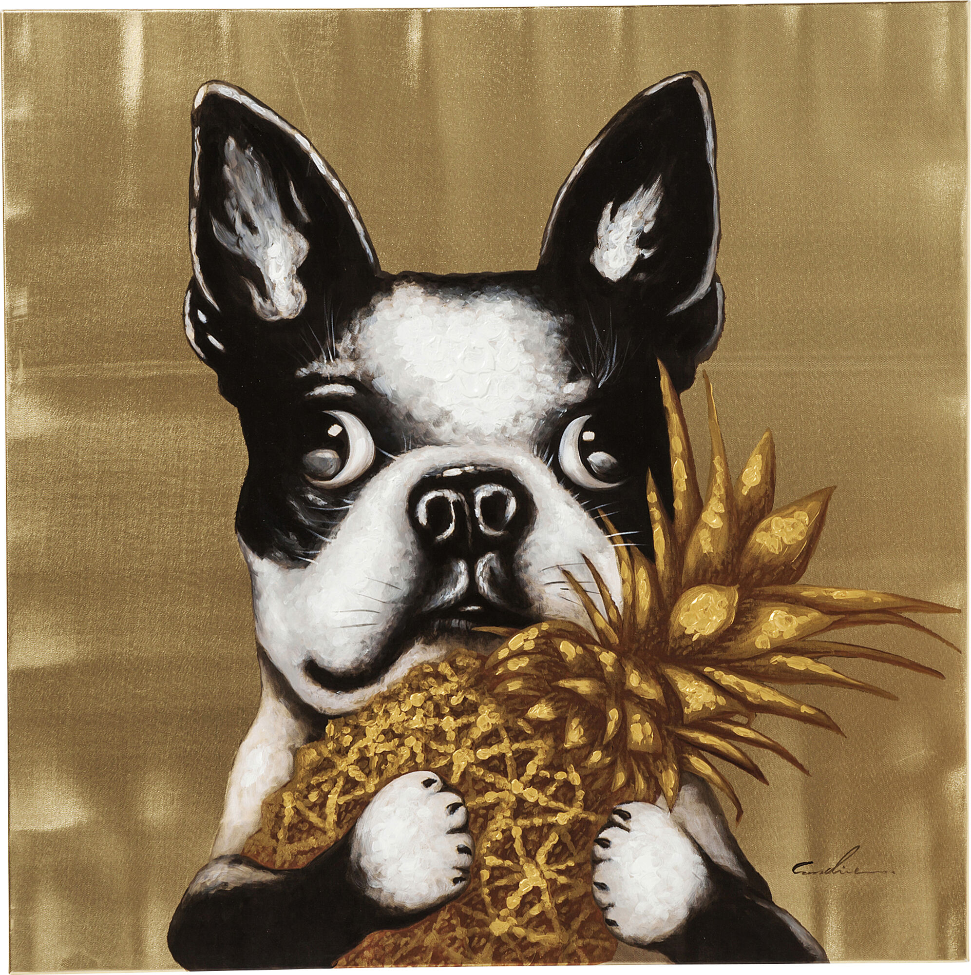 Cuadro Touched Dog with Pineapple 80x80cm – Imagen-1.