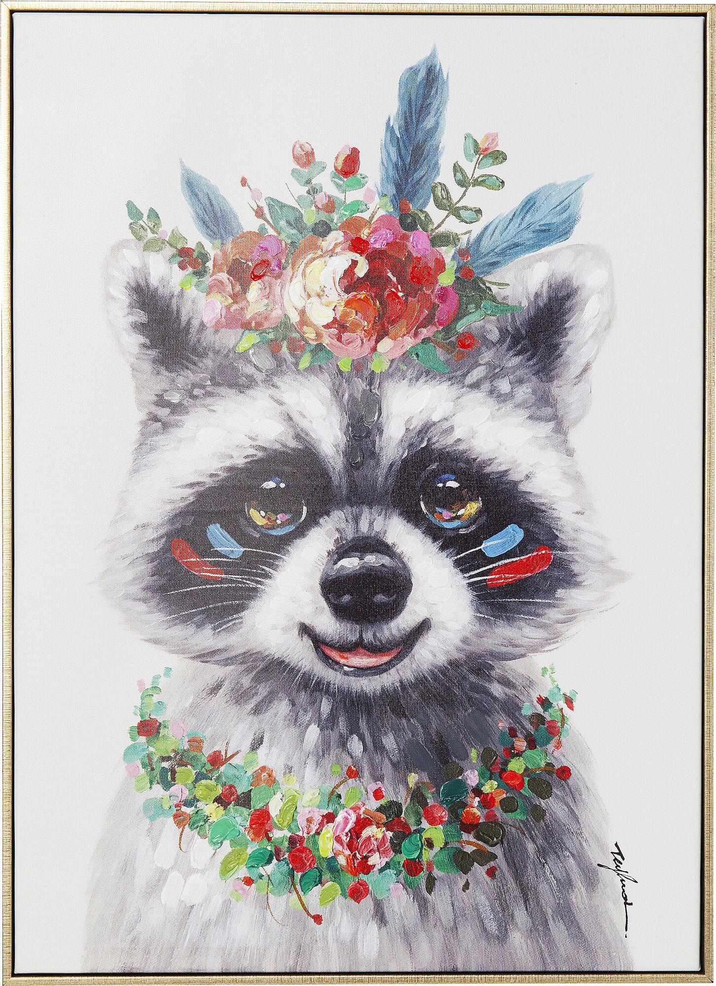 Obraz Touched Flowers Raccoon 52x72 cm – obraz-1