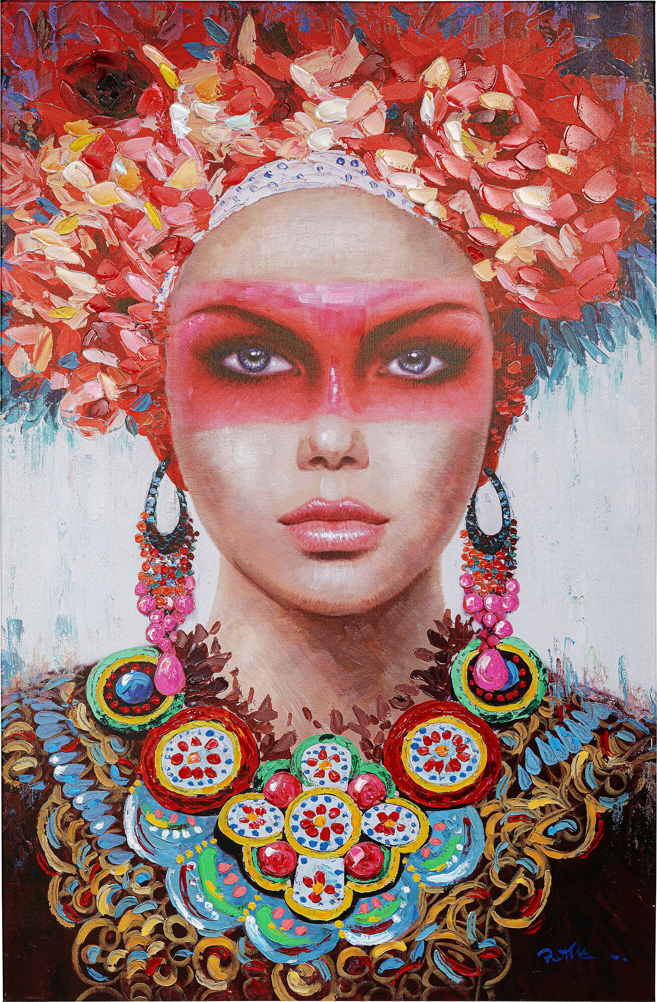 Obraz portret kobiety różnokolorowy 90x140 cm – obraz-1