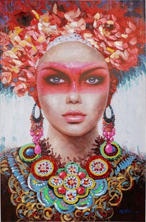 Obraz portret kobiety różnokolorowy 90x140 cm – obraz-1