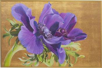 Obraz fioletowy kwiat rama drewniana 153x103 cm – obraz-1
