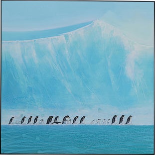 Tavla Walking Penguins - Canvas med ram, 140x140cm – bild-1.