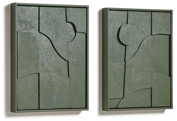 Obrazy zielone do salonu motyw abstrakcyjny 30x40 cm 2-set – obraz-1