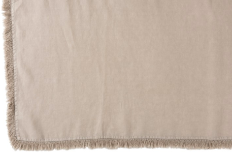 Obrus lniany z frędzlami 150x200cm beżowy – obraz-1
