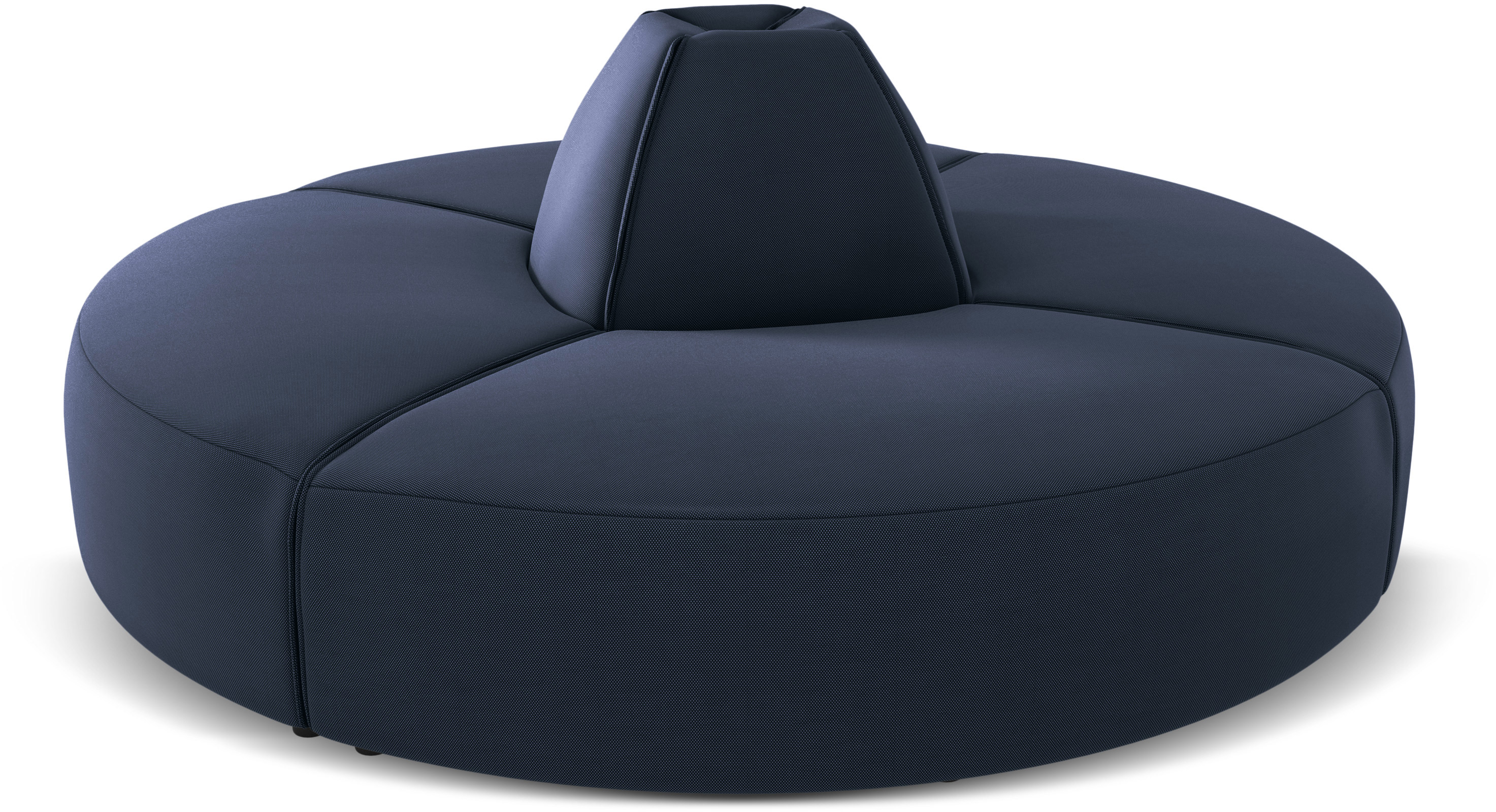 Okrągła sofa ogrodowa z granatową tapicerką 210x69 cm – obraz-1