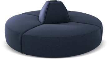 Okrągła sofa ogrodowa z granatową tapicerką 210x69 cm – obraz-1