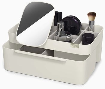 Organizer na kosmetyki z szufladką i lustrem 30x20 cm – obraz-1