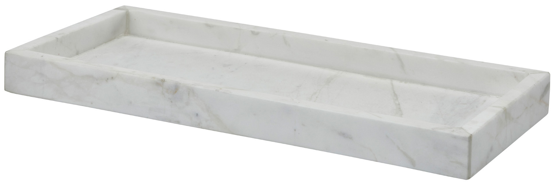 Organizer - taca łazienkowa Hammam 35x15 cm marmur - biała – obraz-1