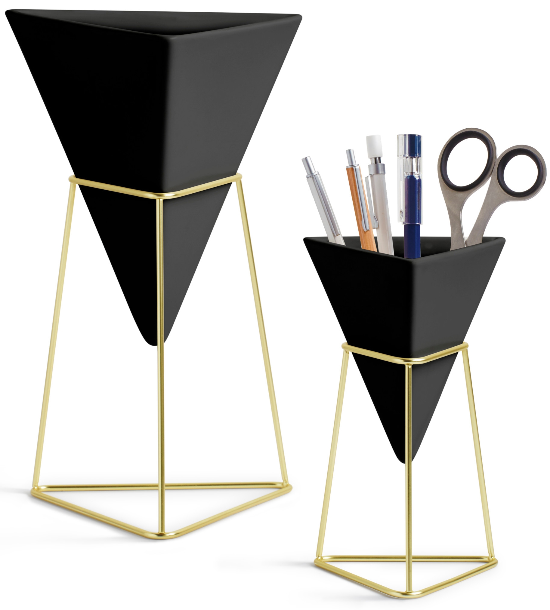 Organizery Trigg (2-set) czarno-mosiężne – obraz-1