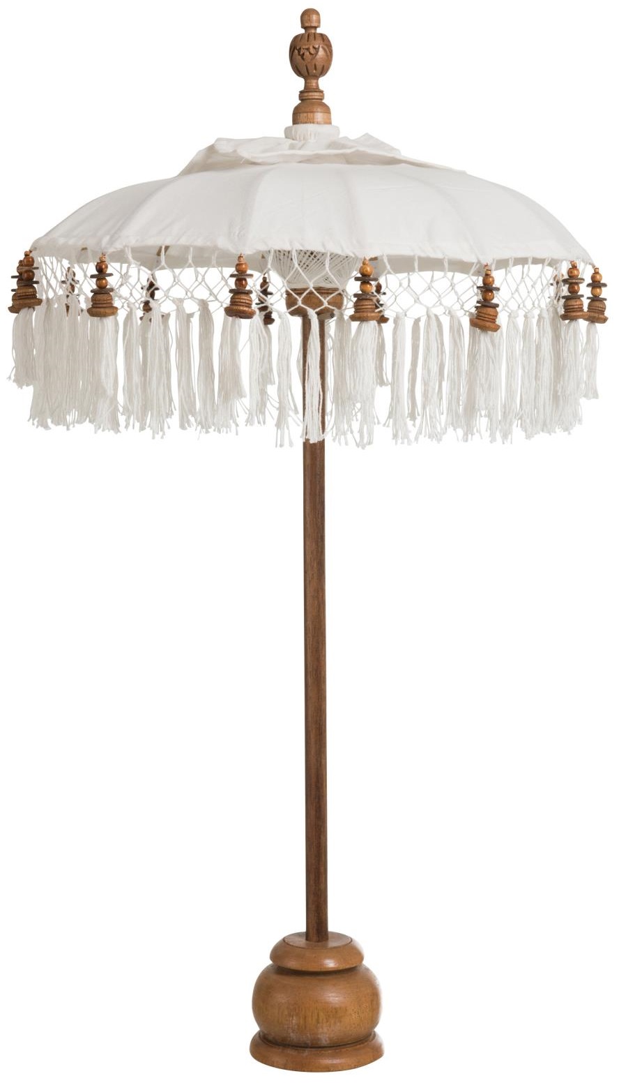 Parasol ogrodowy bawełniany Ø48x92 cm z frędzlami biały – obraz-1