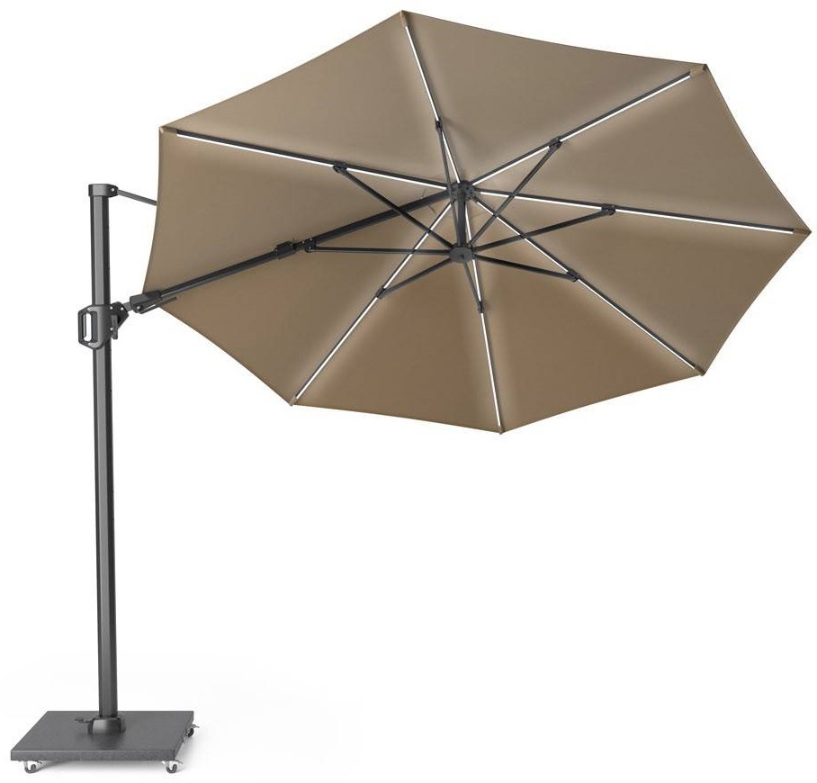 Parasol ogrodowy Challenger Glow T2 Ø3.5 m taupe - stelaż antracytowy – obraz-1