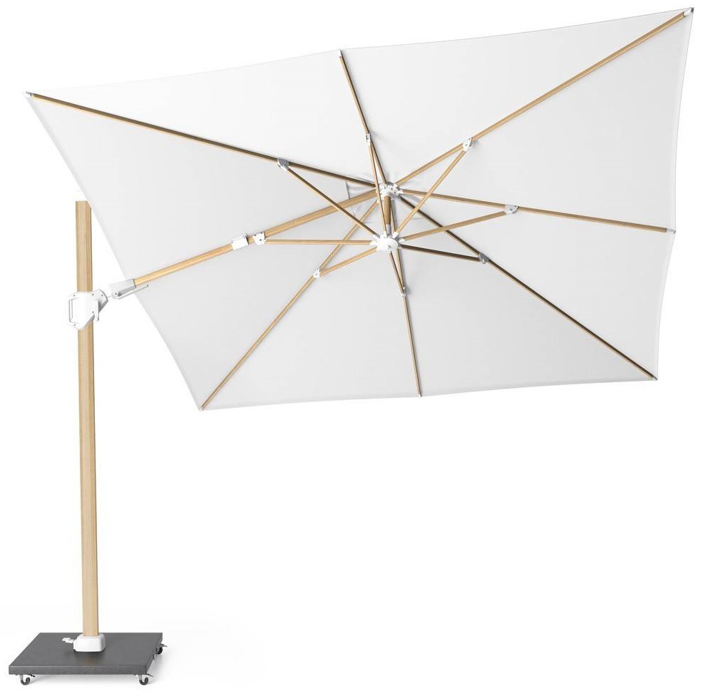 Parasol ogrodowy Challenger Oak T2 3x3 m biały - stelaż kolor dębowy – obraz-1