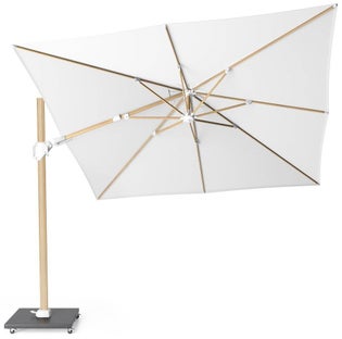Parasol ogrodowy Challenger Oak T2 3x3 m biały - stelaż kolor dębowy – obraz-1