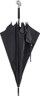 Parasol czarny rączka z czaszką srebrna 94 cm – obraz-1