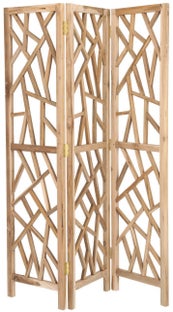 Parawan 3 panelowy ażurowy z drewna tekowego 135x180 cm – obraz-1