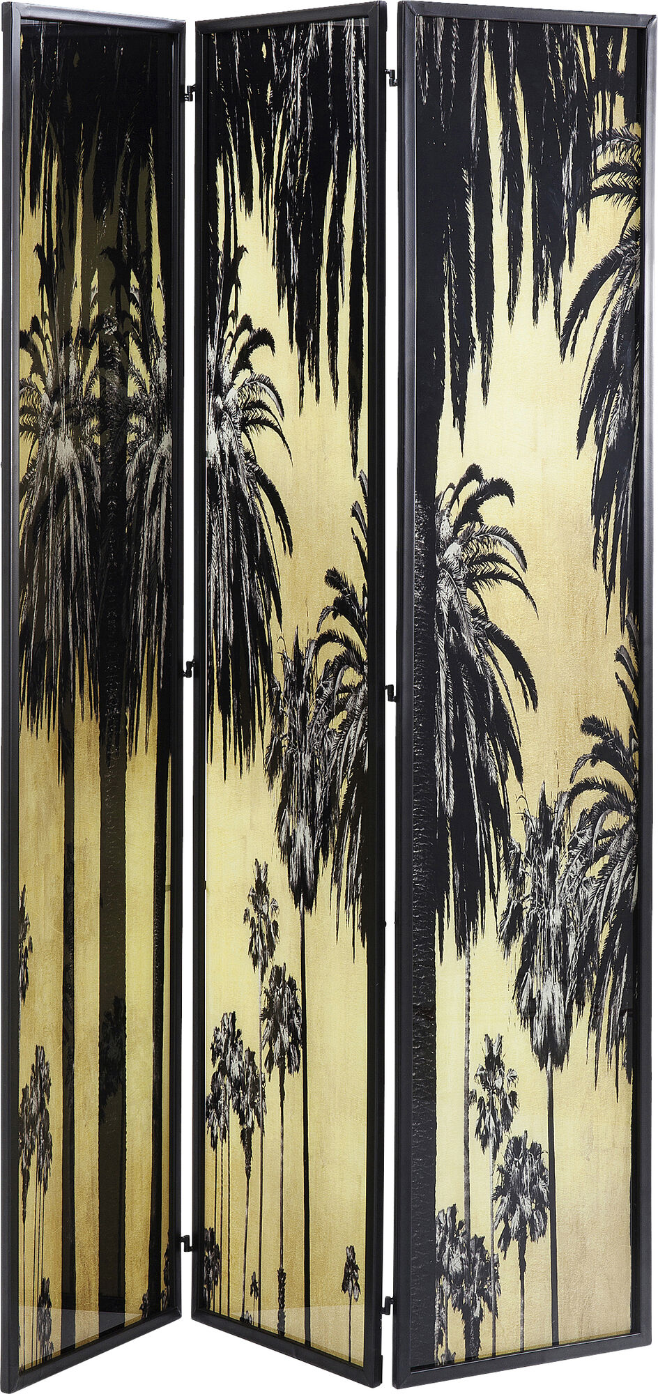 Parawan Glass Palms 120x180 cm czarno-żółty – obraz-1