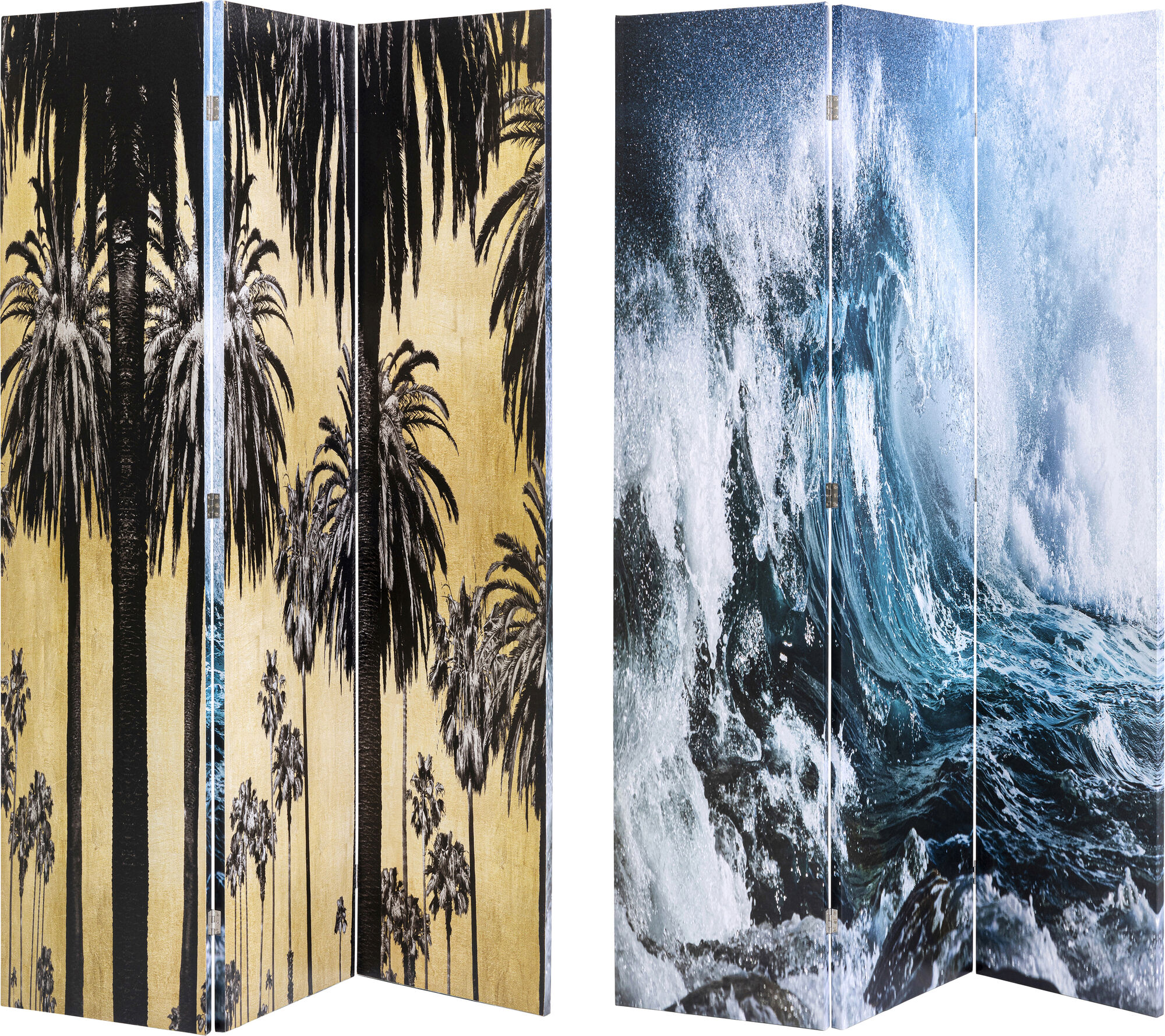 Paravento Triptychon Wave vs Palms 120x180cm – immagine-1.