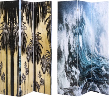 Paravento Triptychon Wave vs Palms 120x180cm – immagine-1.