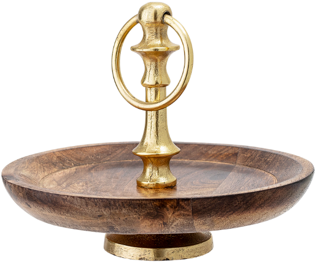 Patera na ciasto Tray Ø20x16 cm brązowo-złota  – obraz-1