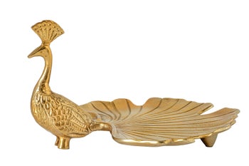 Patera WILDLIFE PEACOCK 40 cm rzeźba złota – grafika-1.
