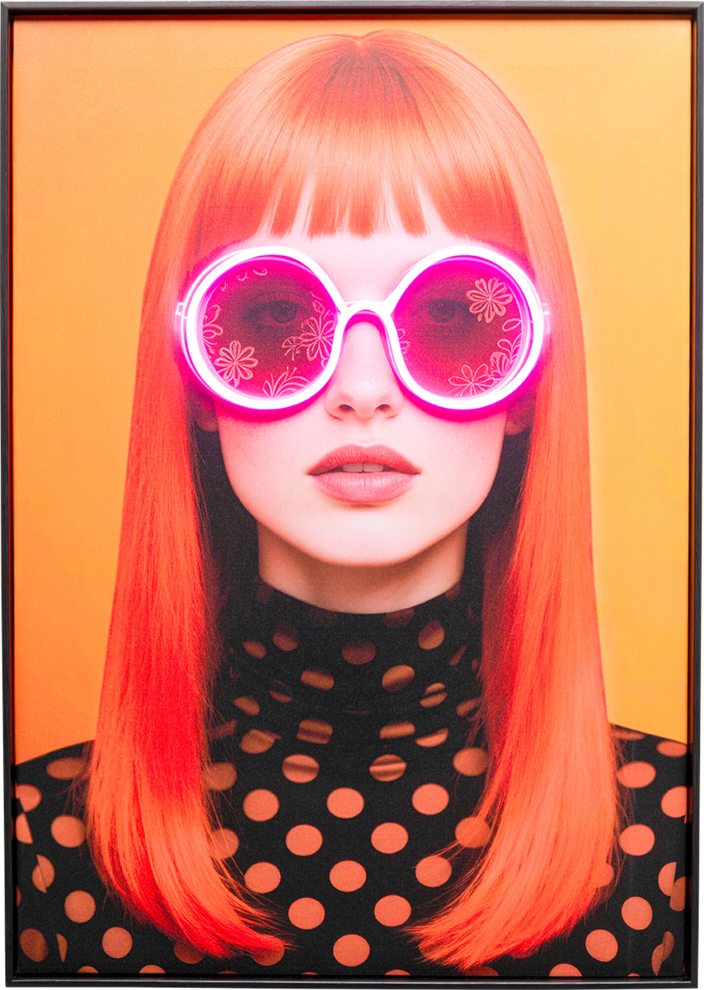 Obraz Lady Sunglasses różowy LED 50x70cm – obraz-1