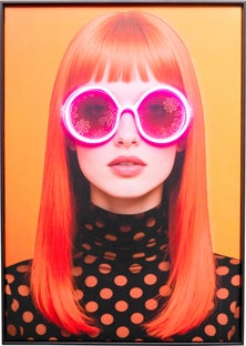 Obraz Lady Sunglasses różowy LED 50x70cm – obraz-1