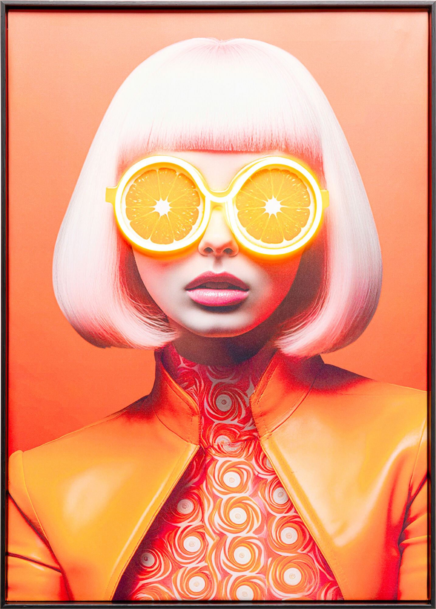 Obraz Lady Sunglasses żółty LED 50x70cm – obraz-1