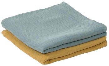 Pieluszki 2-set muślinowe niebieska i żółta 87x87 cm – obraz-1