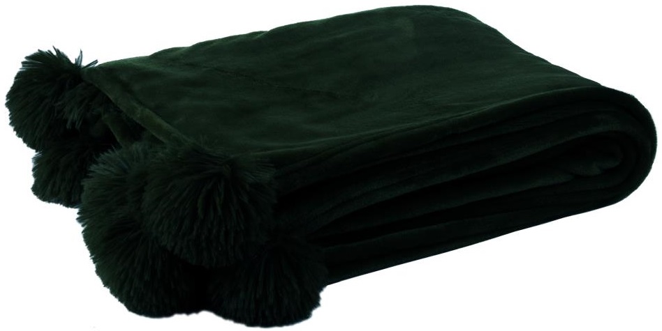 Pled Pompom 130x170 cm czarny – obraz-1
