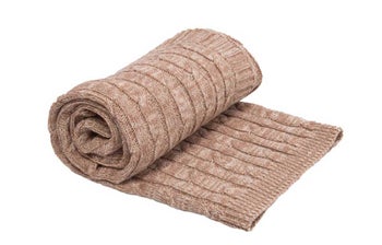 Плетено одеяло меланж бежово – изображение-1