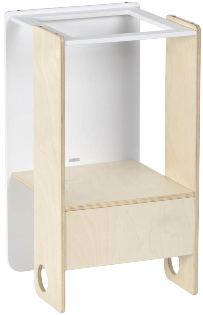 Podest - stolik wielofunkcyjny dla dzieci biało drewniany – obraz-1