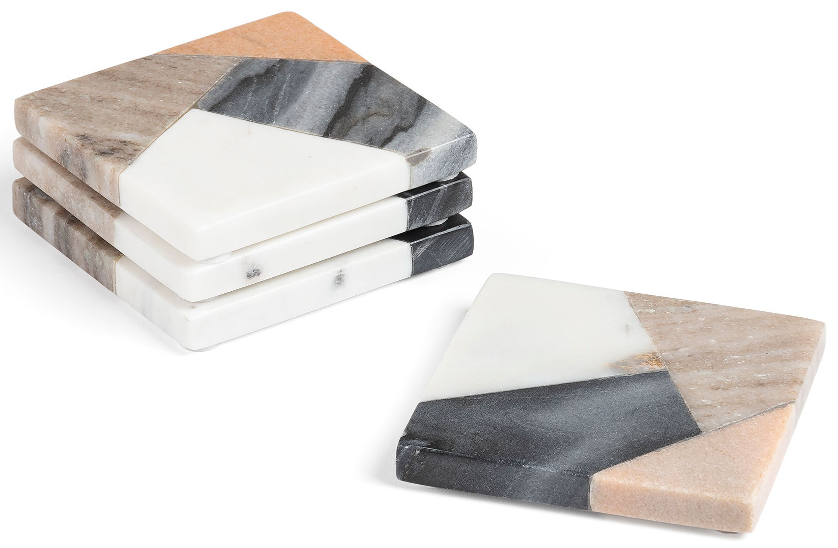 Zestaw 4 podstawek marmur 10x10 cm – obraz-1