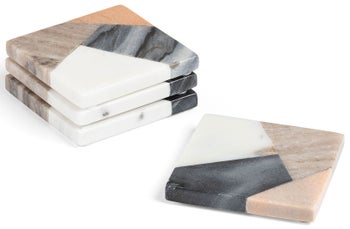 Zestaw 4 podstawek marmur 10x10 cm – obraz-1