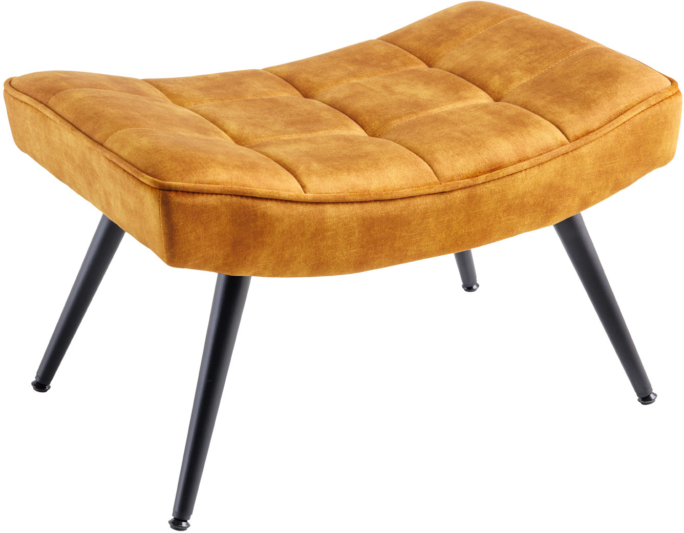 Puf musztardowy aksamitny pikowany o nowoczesnym designie – grafika-1.