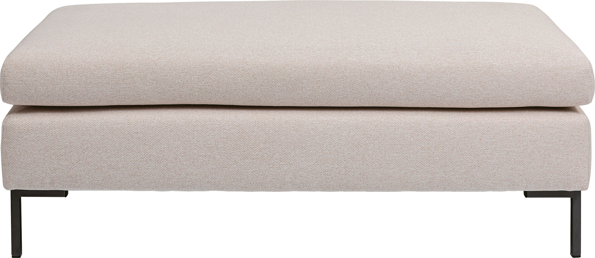 Podnóżek tapicerowany kremowy nogi metalowe srebrne 130x62 cm – obraz-1