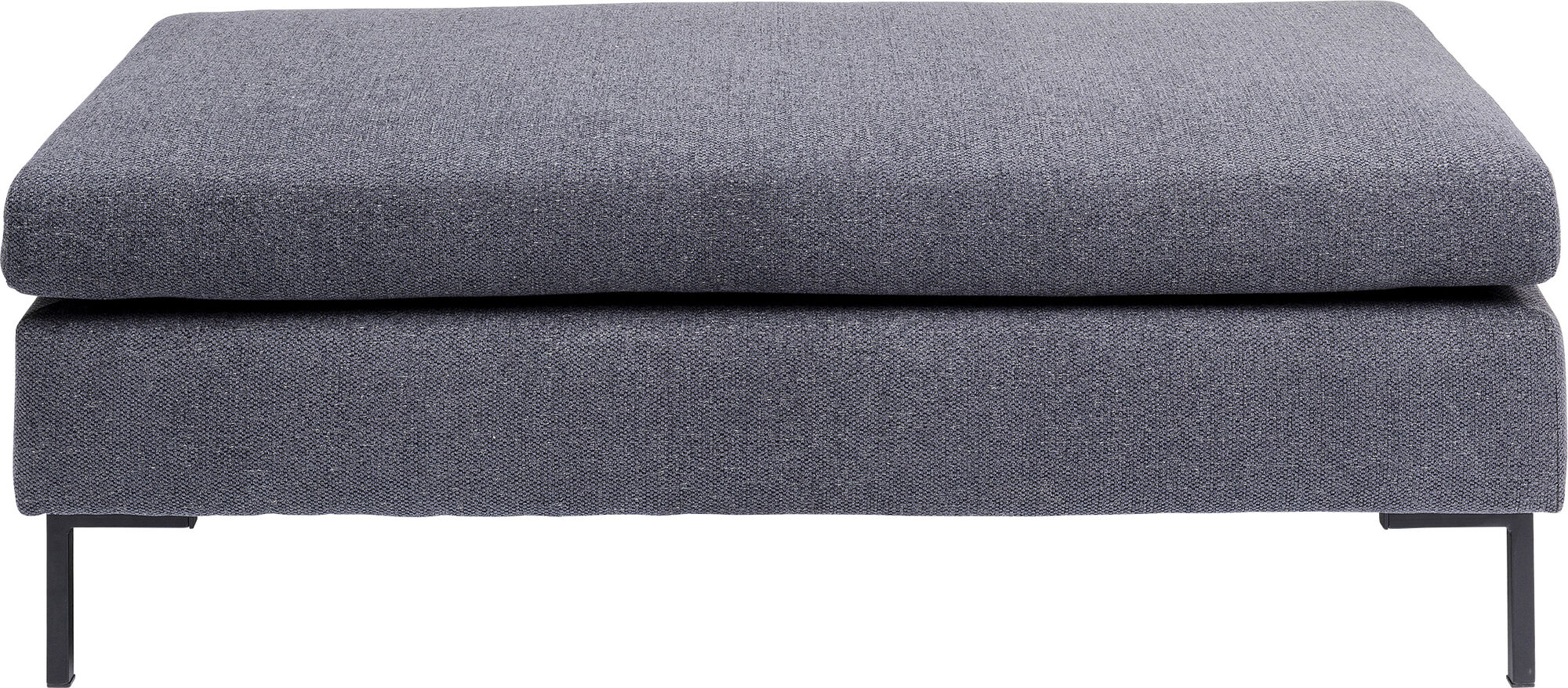 Podnóżek tapicerowany szary nogi metalowe czarne 130x62 cm – obraz-1