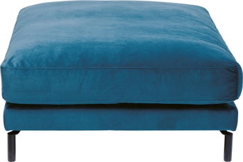 Podnóżek welurowy niebieski nogi metalowe czarne 130x62 cm – obraz-1