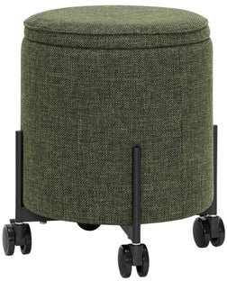 Podnóżek na kółkach tapicerowany zielony 42x46 cm – obraz-1