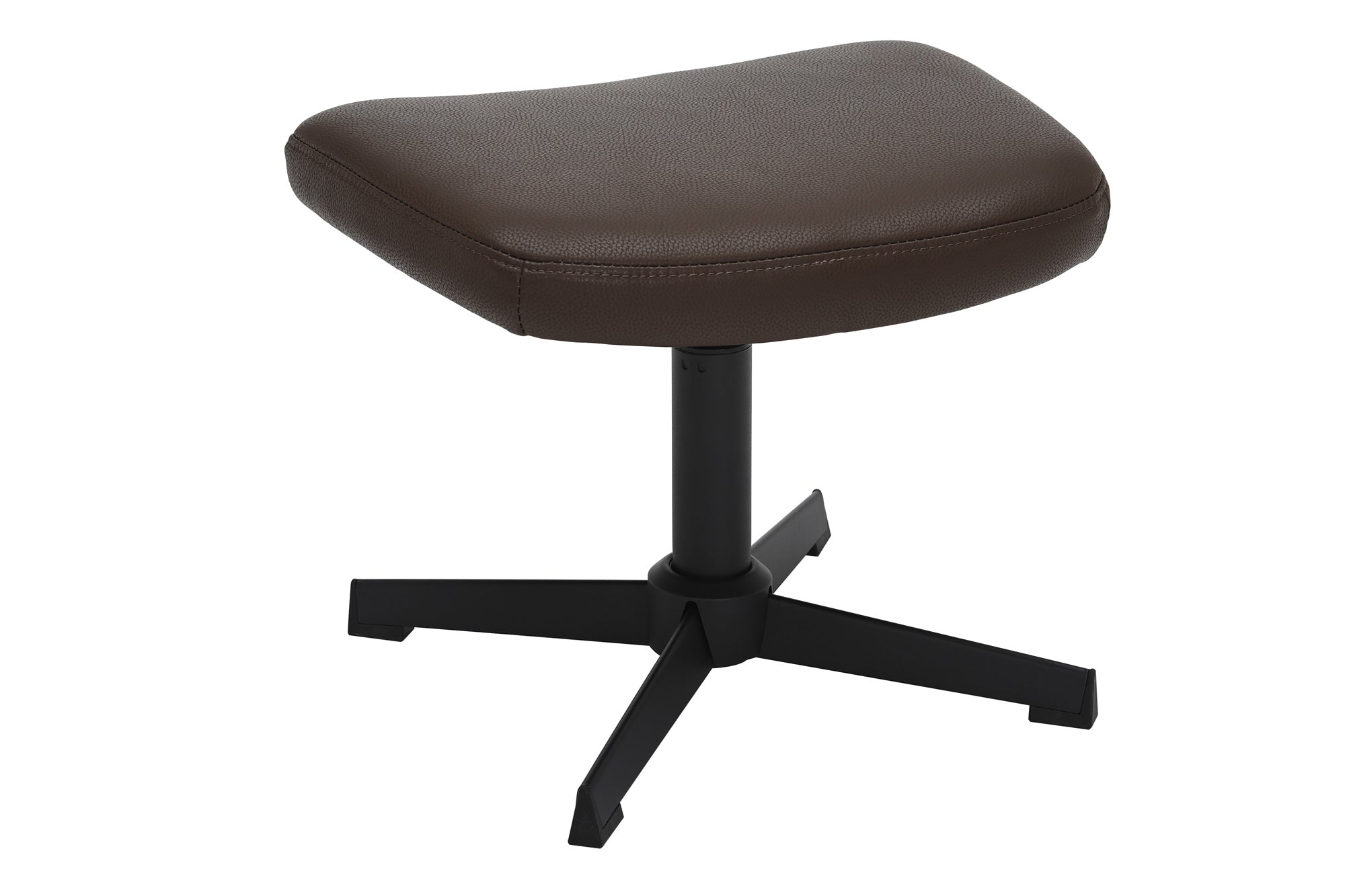 Podnóżek VOGUE 45 cm obrotowy, ekoskóra brązowa, czarna metalowa rama – grafika-1.