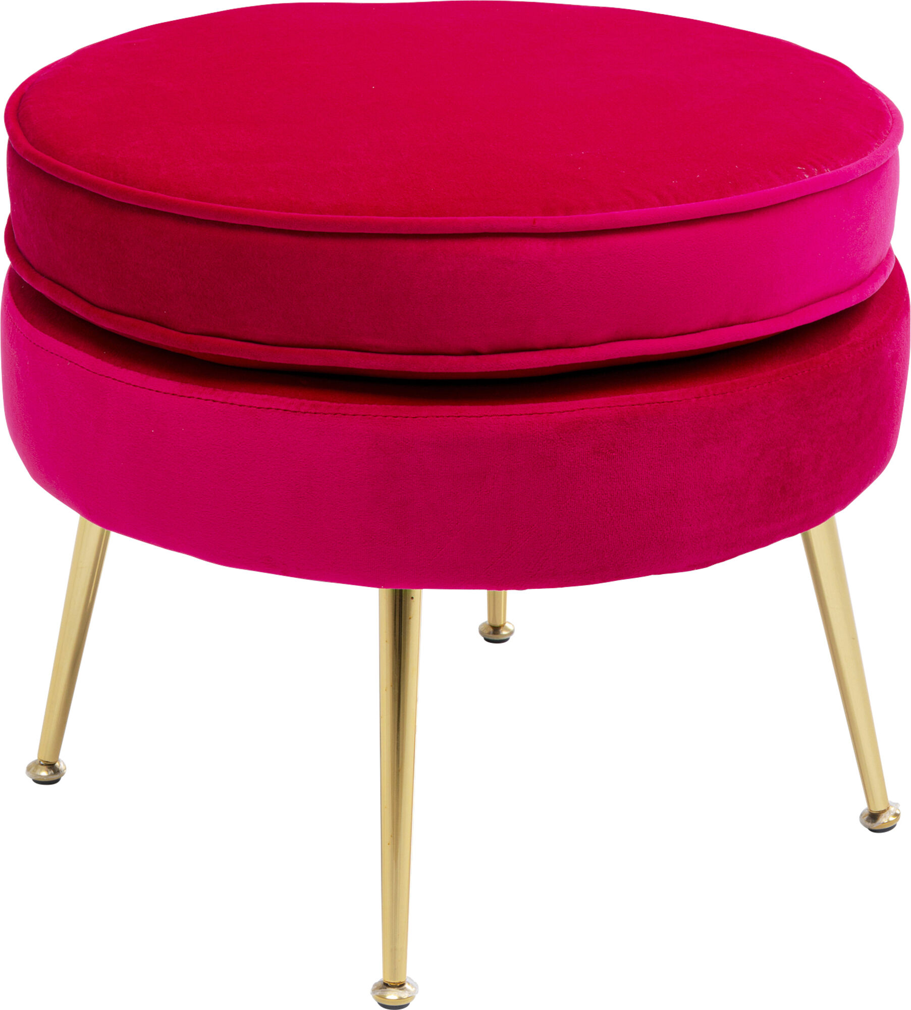 Pouf poggiapiedi "Water Lily" Ø50x42 cm fucsia vellutato – immagine-1.